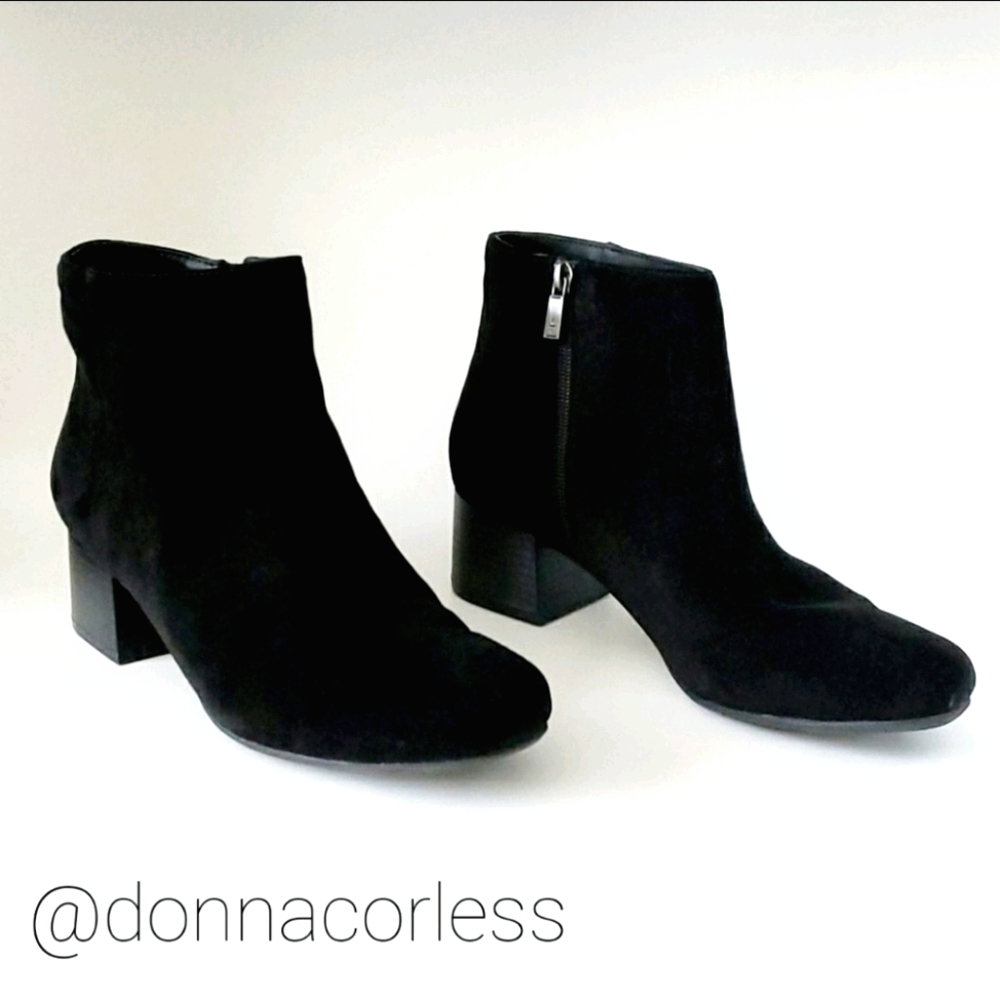 Kenneth Cole Reaction Road Stop Black Suede Leather Ankle Boots 10 EUC
